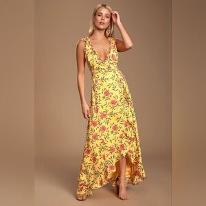Lulu's Floral Yellow Maxi Dress